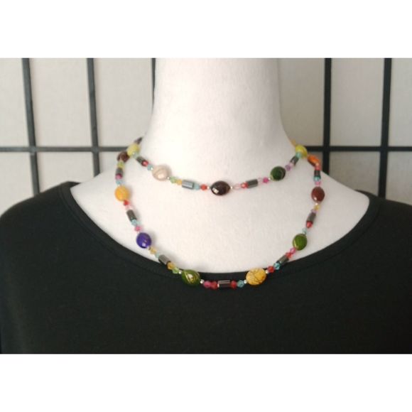 MAGNETIC 34.5" Boho Necklace Multi-Color - Picture 1 of 8